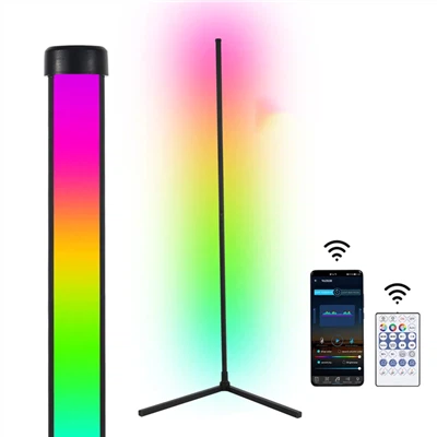 Nutitelefoni rakendus või kaugjuhtimispuldiga nurgalamp 140 cm RGB LED-põrandavalgusti